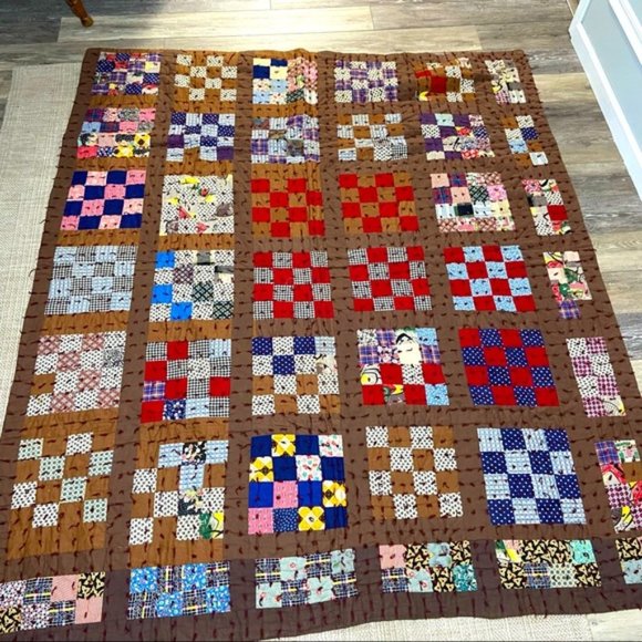 Rare Hand stitched Hand tied Vintage Camper Boho hippie 1970’s Quilt blanket - Picture 1 of 9
